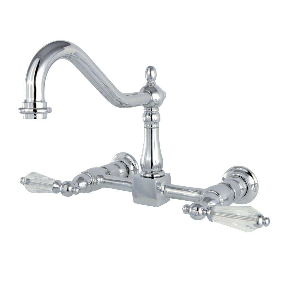 Kingston Brass, Kingston Brass KS1241WLL Wilshire Wall Mount Bridge Kitchen Faucet, Polished Chrome