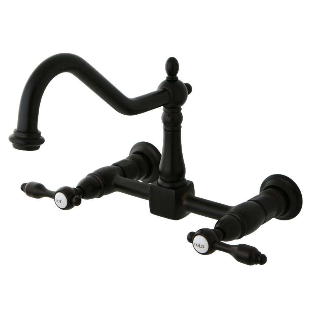 Kingston Brass, Kingston Brass KS1245TAL Tudor Wall Mount Bridge Kitchen Faucet, Oil Rubbed Bronze