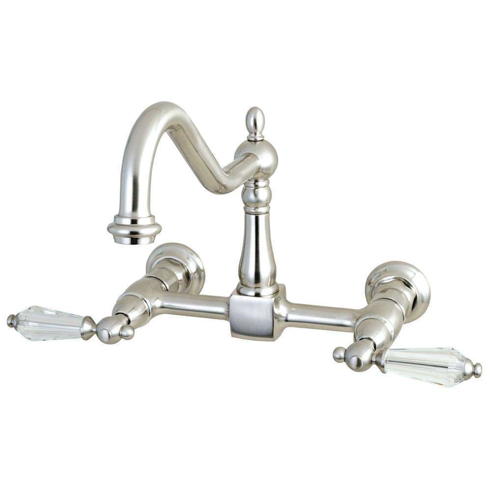 Kingston Brass, Kingston Brass KS1248WLL Wilshire Wall Mount Bridge Kitchen Faucet, Brushed Nickel