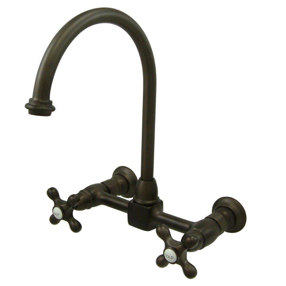 Kingston Brass, Kingston Brass KS1295AX Restoration Wall Mount Bridge Kitchen Faucet, Oil Rubbed Bronze