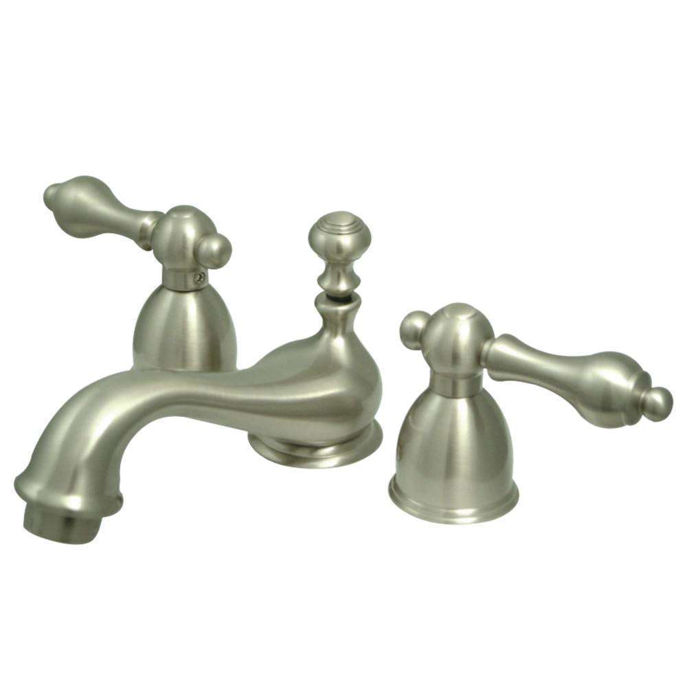 Kingston Brass, Kingston Brass KS3958AL Restoration Mini-Widespread Bathroom Faucet, Brushed Nickel