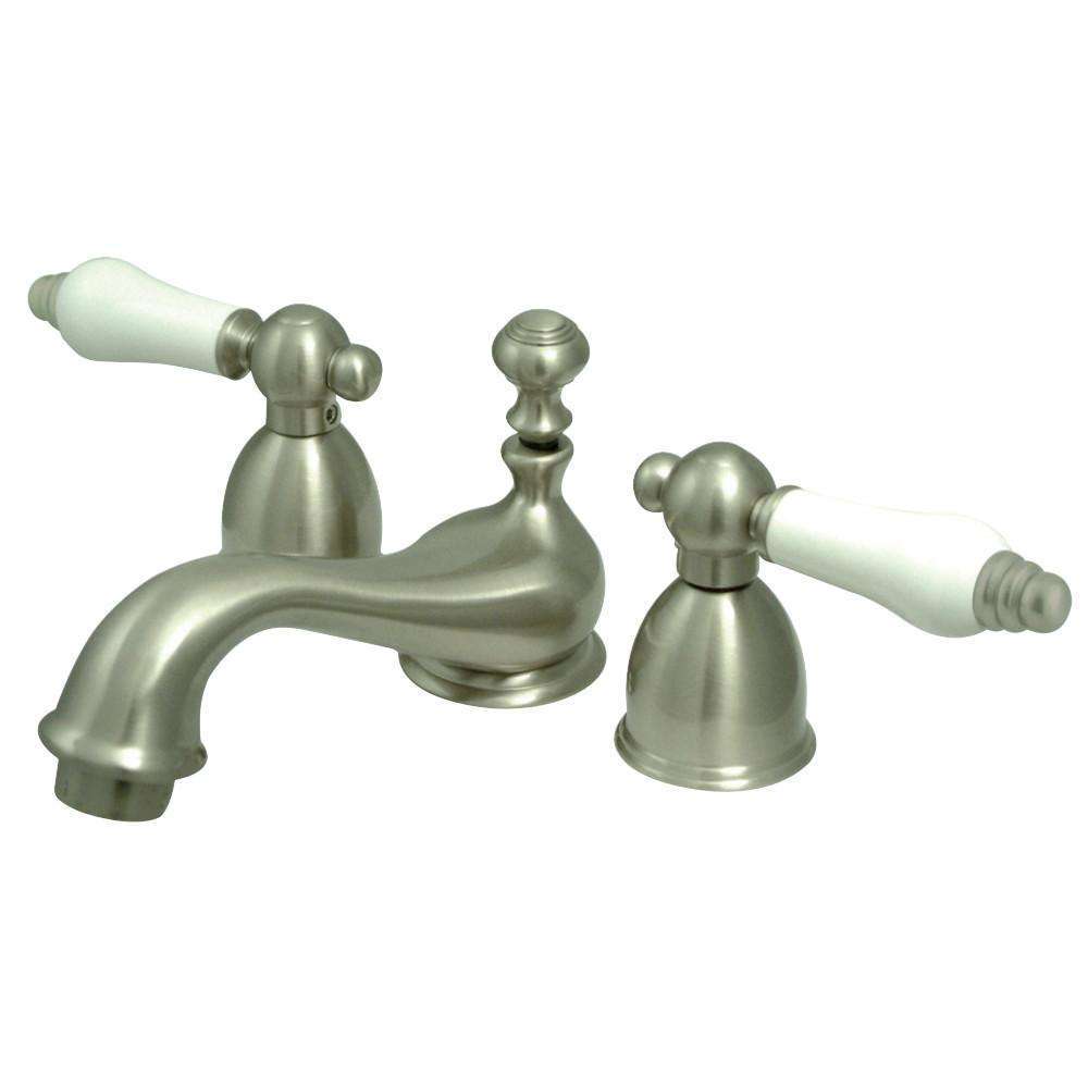 Kingston Brass, Kingston Brass KS3958PL Restoration Mini-Widespread Bathroom Faucet, Brushed Nickel